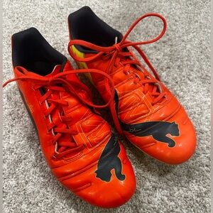 Red Puma Soccer Cleats with Black Logo
